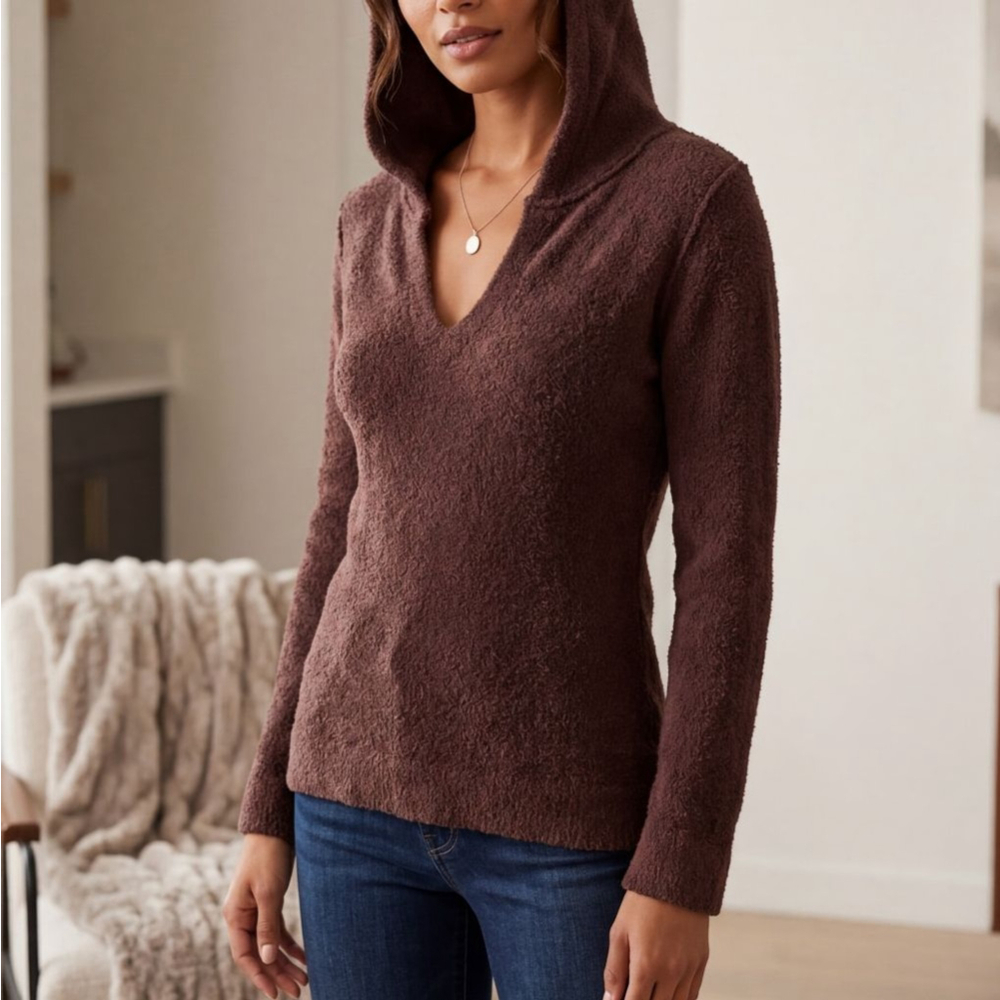 Women's Barefoot Dreams Chocolate Brown CozyChic Lite Hoodie S Airport Outfit